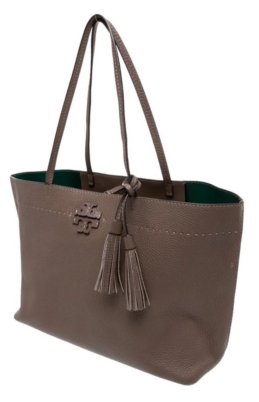 Tory Burch McGraw Granulated Leather Tote Bag - Coffee /Taupe (Excellent Cond)